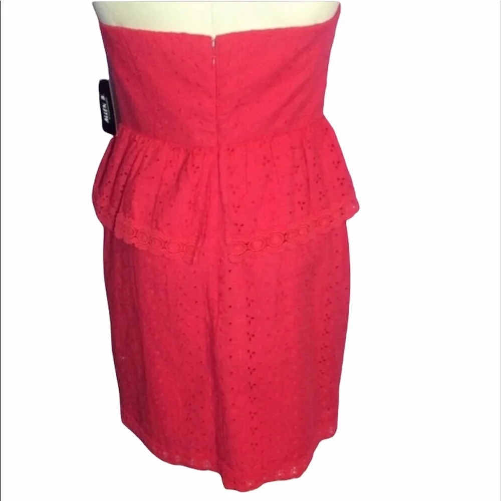 NWT Allen B Strapless Peplum Eyelet Pink Dress 12 - Picture 3 of 3